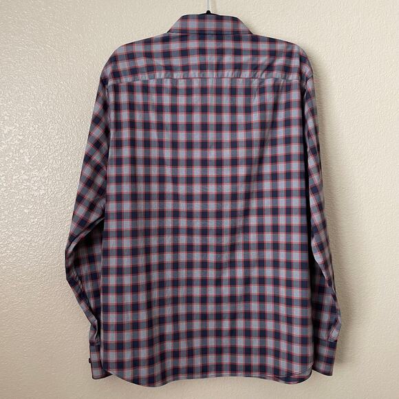 Untuckit Shirt Mens XXL Blue Red Watkins Check Plaid Slim Fit Preppy Academia - Picture 8 of 11